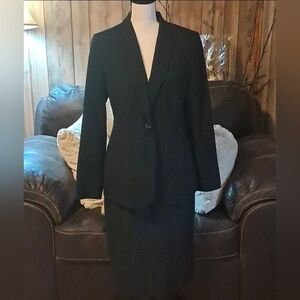 Calvin Klein Women's Black Professional Executive One Button Skirt Suit Size 10